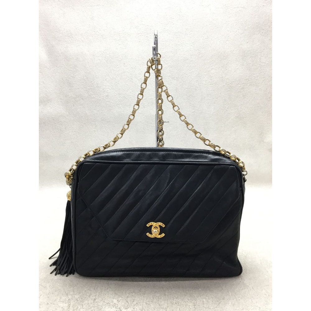 Chanel Leather Coco Mark Tassel Chain Shoulder Bag